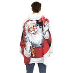 Cartoon Santa Claus Print Hoodie Blanket