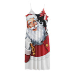 Cartoon Santa Claus Print Jersey Midi Cami Dress