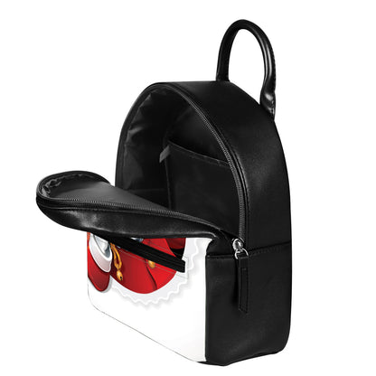 Cartoon Santa Claus Print Leather Backpack