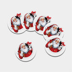Cartoon Santa Claus Print Leather Coaster Set