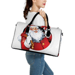 Cartoon Santa Claus Print Leather Duffle Bag