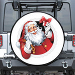 Cartoon Santa Claus Print Leather Spare Tire Cover
