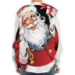 Cartoon Santa Claus Print Long Sleeve Baseball Jersey
