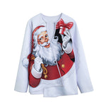 Cartoon Santa Claus Print Long Sleeve Short Coat