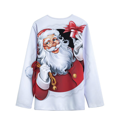 Cartoon Santa Claus Print Long Sleeve Short Coat
