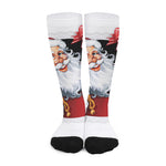 Cartoon Santa Claus Print Long Socks