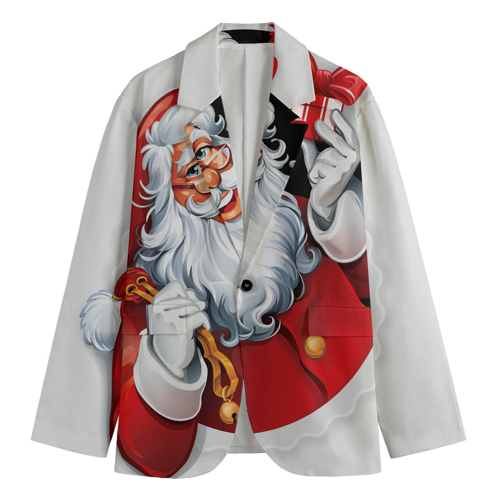 Cartoon Santa Claus Print Men's Blazer