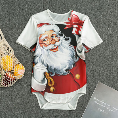 Cartoon Santa Claus Print Men's Bodysuit