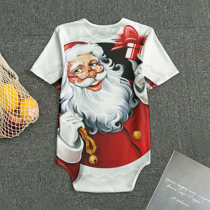 Cartoon Santa Claus Print Men's Bodysuit
