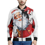 Cartoon Santa Claus Print Men's Bomber Jacket