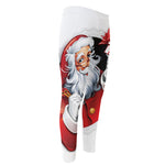 Cartoon Santa Claus Print Men's Compression Pants