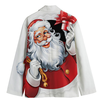 Cartoon Santa Claus Print Men's Cotton Blazer