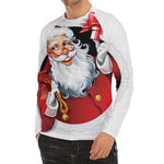 Cartoon Santa Claus Print Men's Long Sleeve Rash Guard