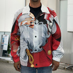 Cartoon Santa Claus Print Men's Shirt Jacket