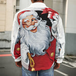 Cartoon Santa Claus Print Men's Shirt Jacket