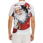 Cartoon Santa Claus Print Men's Short Sleeve Rash Guard