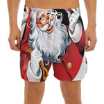 Cartoon Santa Claus Print Men's Split Running Shorts