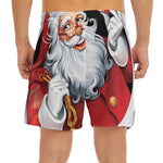 Cartoon Santa Claus Print Men's Split Running Shorts