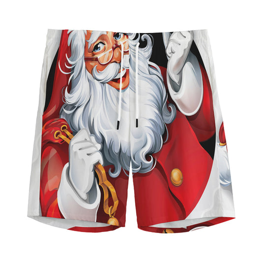Cartoon Santa Claus Print Men's Sports Shorts