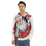 Cartoon Santa Claus Print Men's Velvet Pullover Hoodie