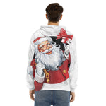 Cartoon Santa Claus Print Men's Velvet Pullover Hoodie