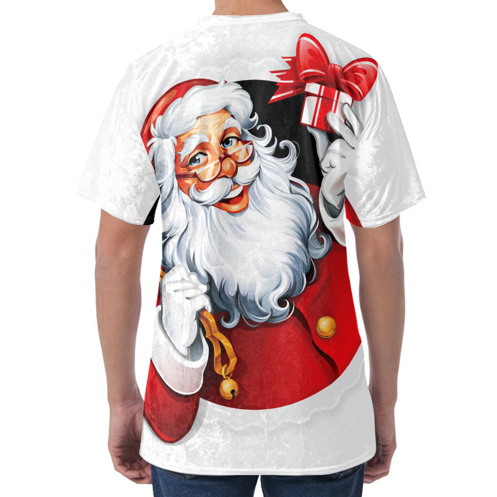Cartoon Santa Claus Print Men's Velvet T-Shirt