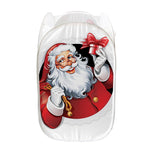 Cartoon Santa Claus Print Mesh Laundry Hamper