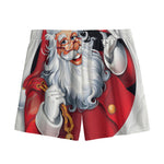 Cartoon Santa Claus Print Mesh Shorts