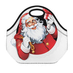 Cartoon Santa Claus Print Neoprene Lunch Bag