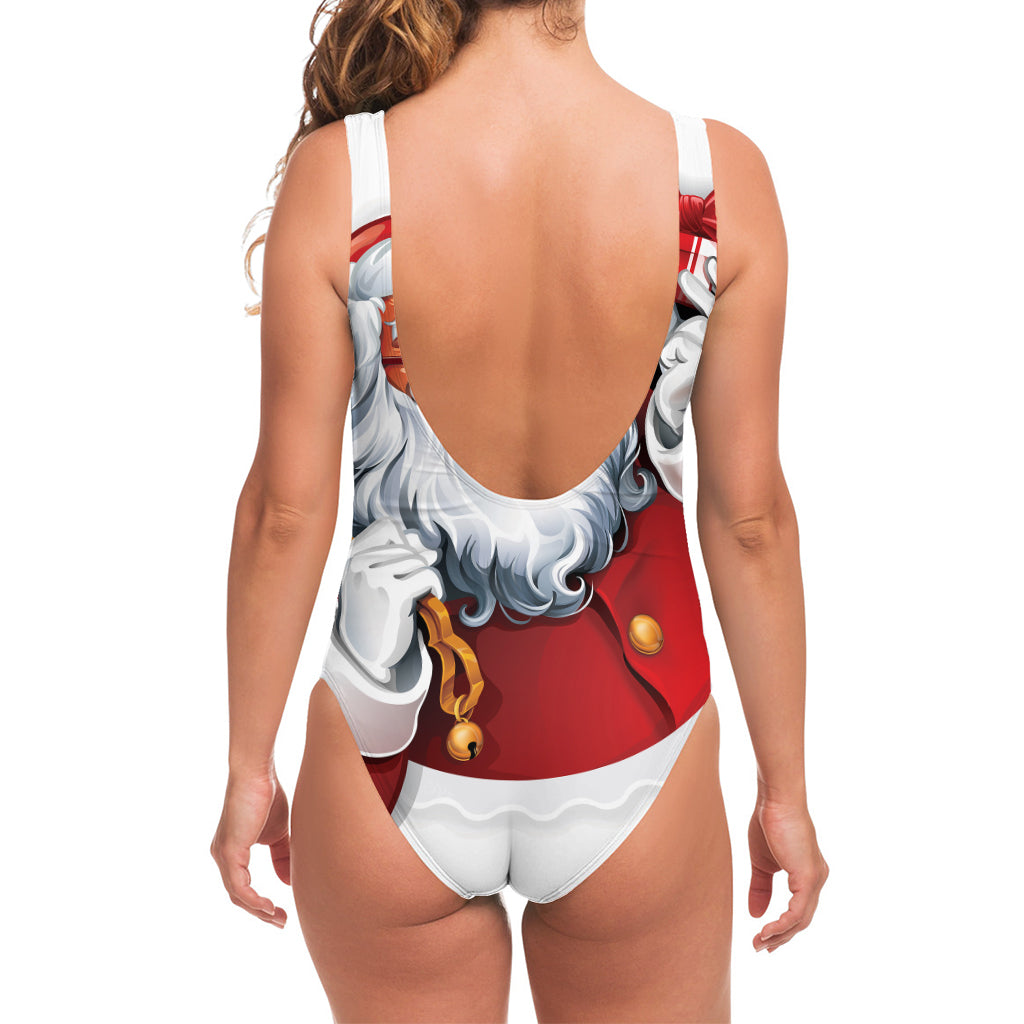 Cartoon Santa Claus Print One Piece Swimsuit