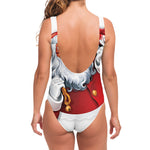 Cartoon Santa Claus Print One Piece Swimsuit