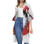 Cartoon Santa Claus Print Open Front Beach Cover Up