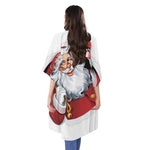 Cartoon Santa Claus Print Open Front Beach Cover Up