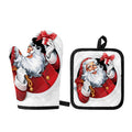 Cartoon Santa Claus Print Oven Mitt And Pot Holder Set