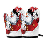 Cartoon Santa Claus Print Oven Mitts