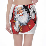 Cartoon Santa Claus Print Pencil Mini Skirt