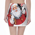 Cartoon Santa Claus Print Pencil Mini Skirt
