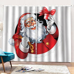 Cartoon Santa Claus Print Pencil Pleat Curtains