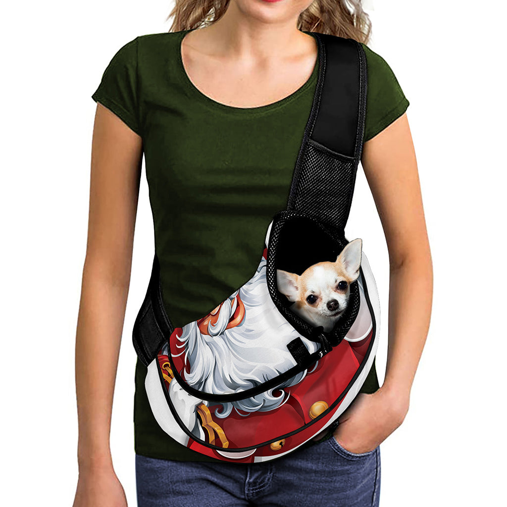 Cartoon Santa Claus Print Pet Sling Carrier