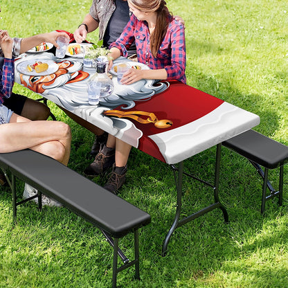 Cartoon Santa Claus Print Picnic Table Cover