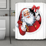 Cartoon Santa Claus Print Polyester Shower Curtain