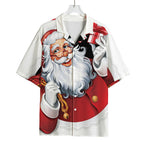 Cartoon Santa Claus Print Rayon Hawaiian Shirt