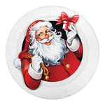 Cartoon Santa Claus Print Round Blanket