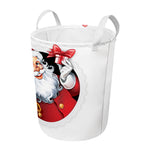 Cartoon Santa Claus Print Round Laundry Basket