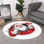 Cartoon Santa Claus Print Round Rug