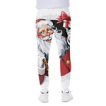 Cartoon Santa Claus Print Scuba Joggers