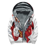 Cartoon Santa Claus Print Sherpa Lined Zip Up Hoodie