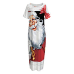 Cartoon Santa Claus Print Short Sleeve Long Nightdress