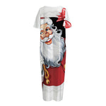 Cartoon Santa Claus Print Short Sleeve Long Nightdress