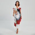Cartoon Santa Claus Print Short Sleeve Maxi Dress